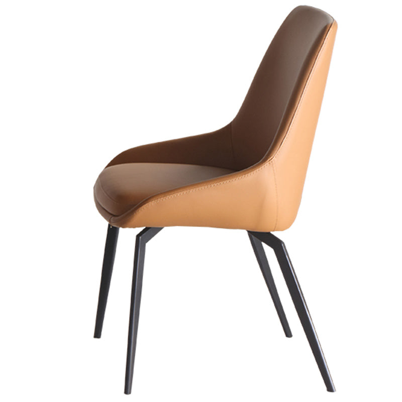 Contemporary Style Leather Chair Armless Parsons Chair with Metal Legs for Kitchen