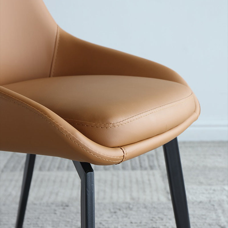 Contemporary Style Leather Chair Armless Parsons Chair with Metal Legs for Kitchen
