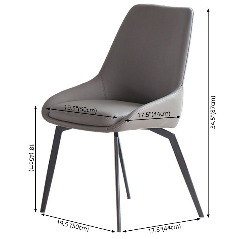 Contemporary Style Leather Chair Armless Parsons Chair with Metal Legs for Kitchen