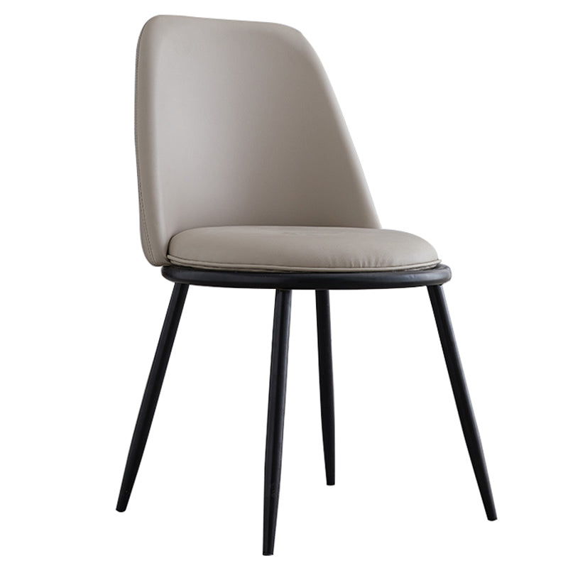 Leather Scandinavian Restaurant Side Chair Parsons Matte Finish Dining Chair