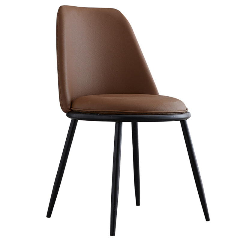 Leather Scandinavian Restaurant Side Chair Parsons Matte Finish Dining Chair