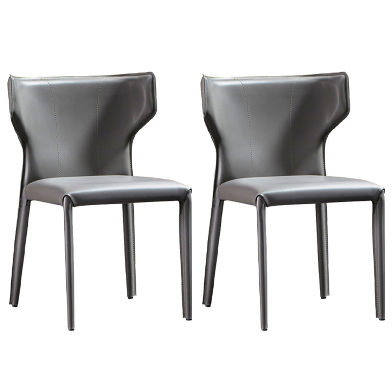 Modern Style Wingback Dining Side Chair Leather Dining Armless Chair for Home Use