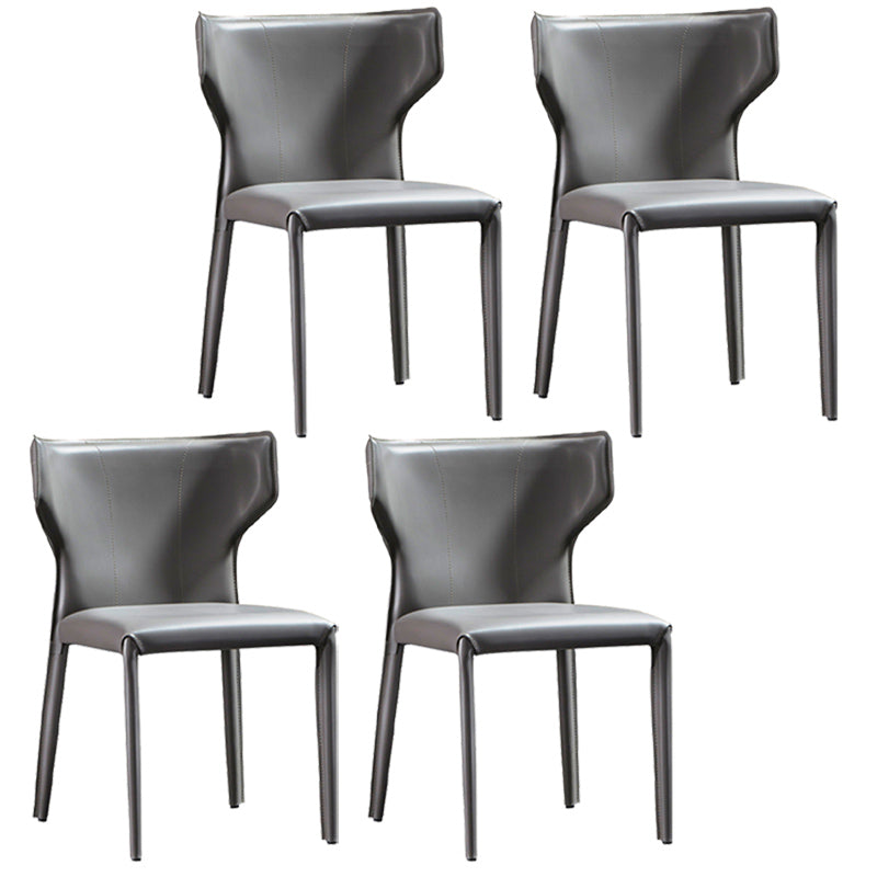 Modern Style Wingback Dining Side Chair Leather Dining Armless Chair for Home Use