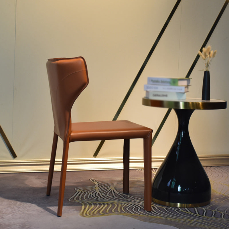 Modern Style Wingback Dining Side Chair Leather Dining Armless Chair for Home Use