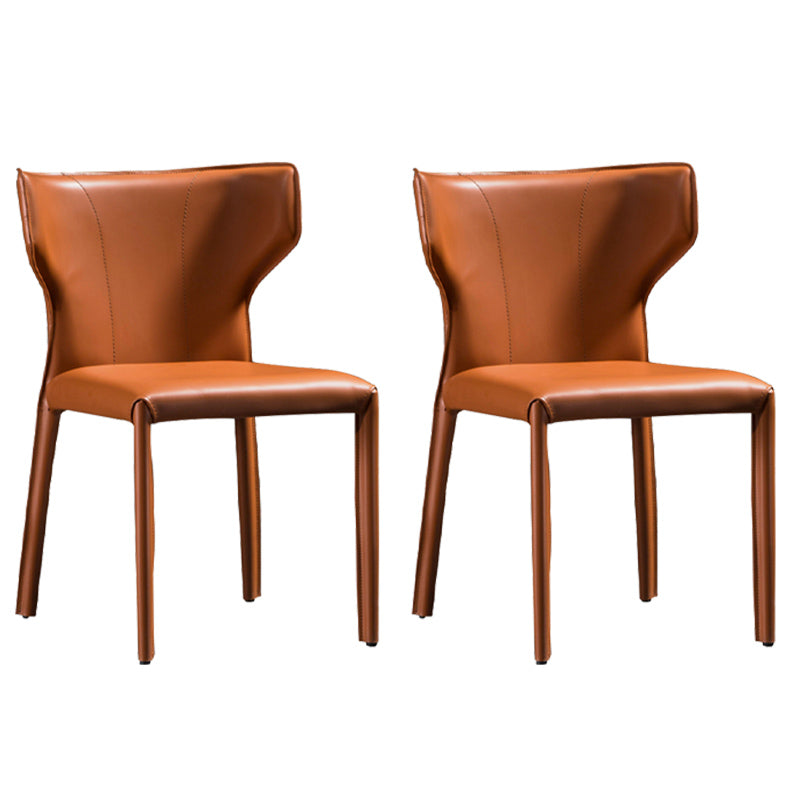 Modern Style Wingback Dining Side Chair Leather Dining Armless Chair for Home Use