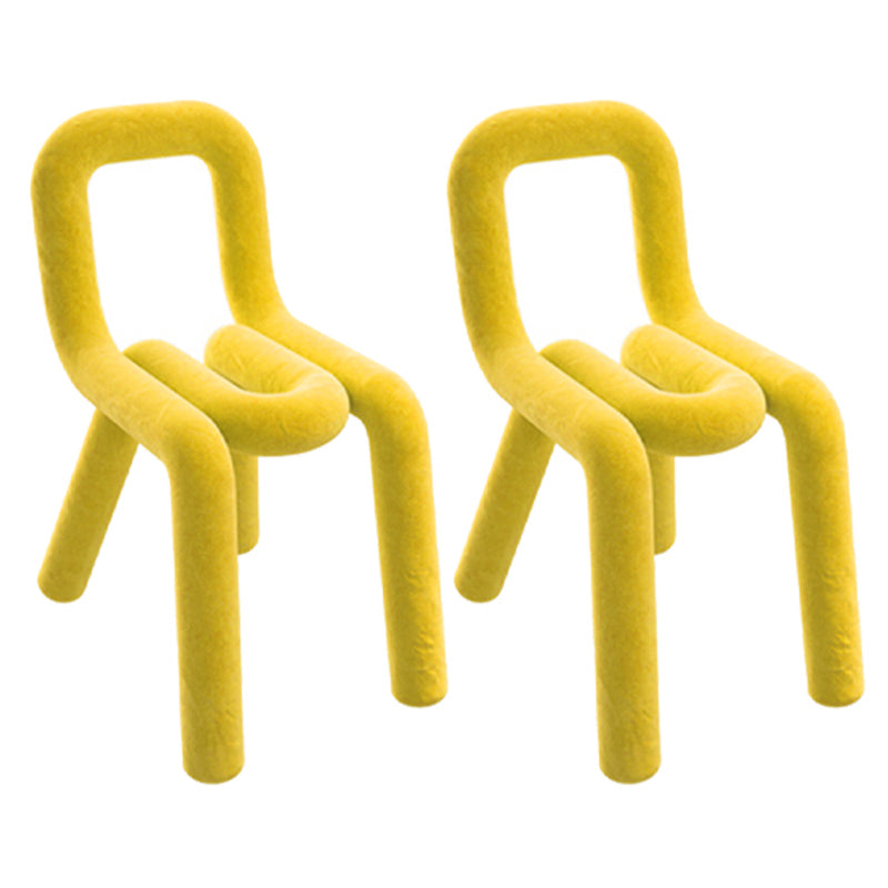 Samt-Designer-Wohnzimmer-Beistellstuhl, farbenfroher offener Esszimmerstuhl