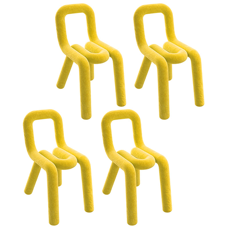 Samt-Designer-Wohnzimmer-Beistellstuhl, farbenfroher offener Esszimmerstuhl