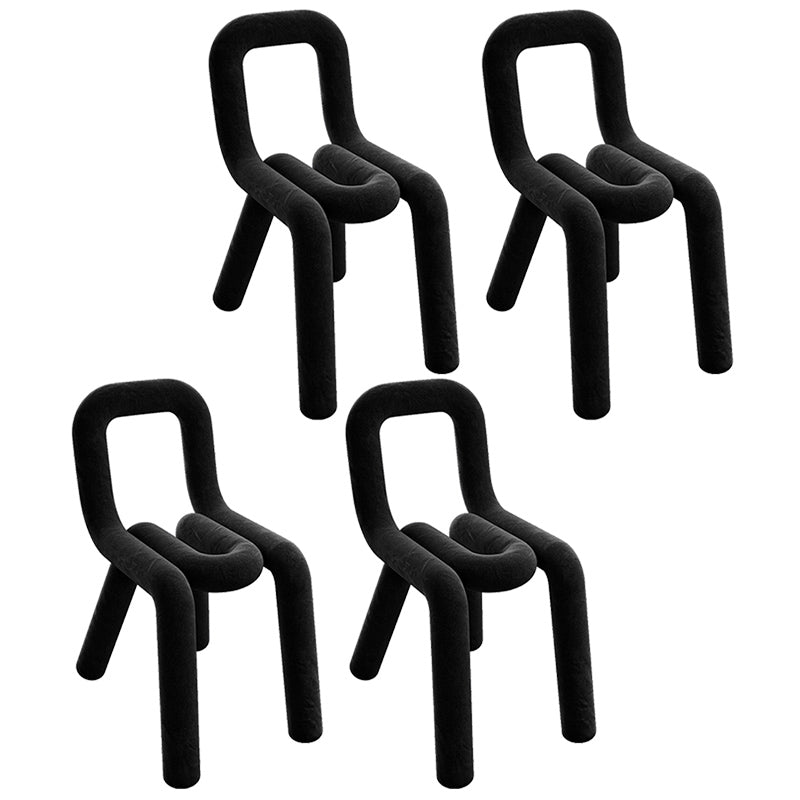 Samt-Designer-Wohnzimmer-Beistellstuhl, farbenfroher offener Esszimmerstuhl