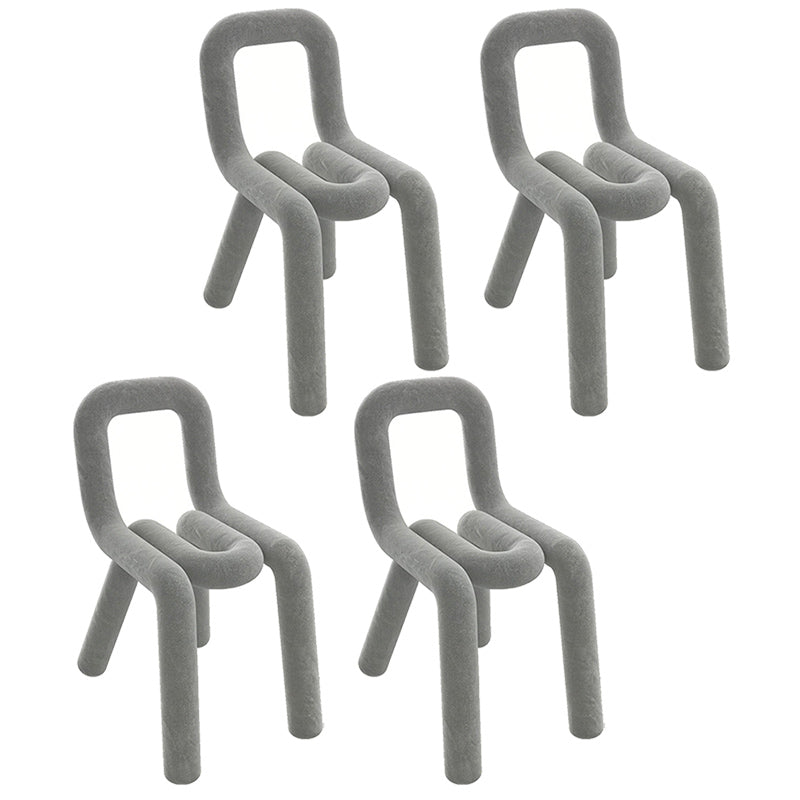 Samt-Designer-Wohnzimmer-Beistellstuhl, farbenfroher offener Esszimmerstuhl