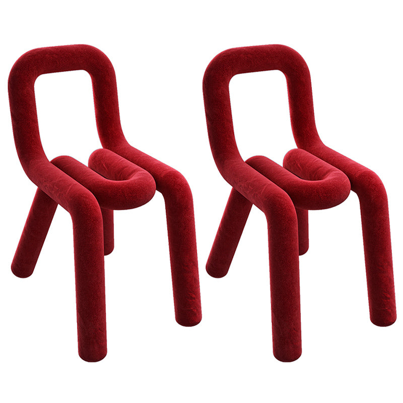 Samt-Designer-Wohnzimmer-Beistellstuhl, farbenfroher offener Esszimmerstuhl