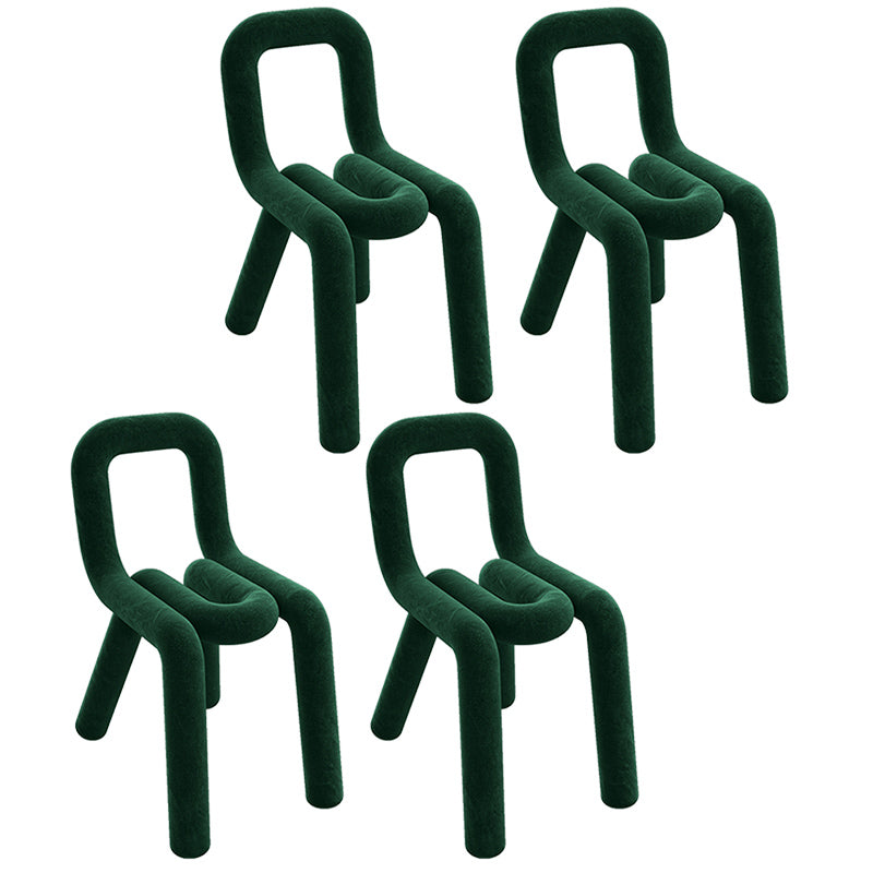 Samt-Designer-Wohnzimmer-Beistellstuhl, farbenfroher offener Esszimmerstuhl