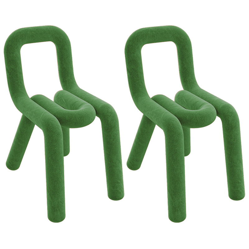Samt-Designer-Wohnzimmer-Beistellstuhl, farbenfroher offener Esszimmerstuhl
