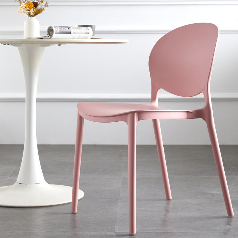 European Glam Style Plastic Chair Kitchen Dining Room Open Back Side Chairs