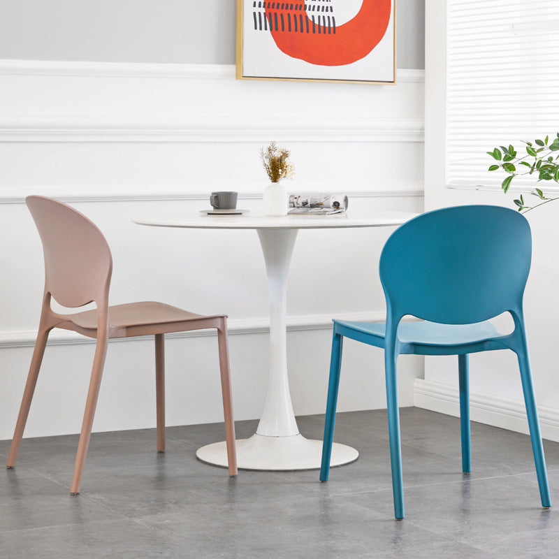 European Glam Style Plastic Chair Kitchen Dining Room Open Back Side Chairs