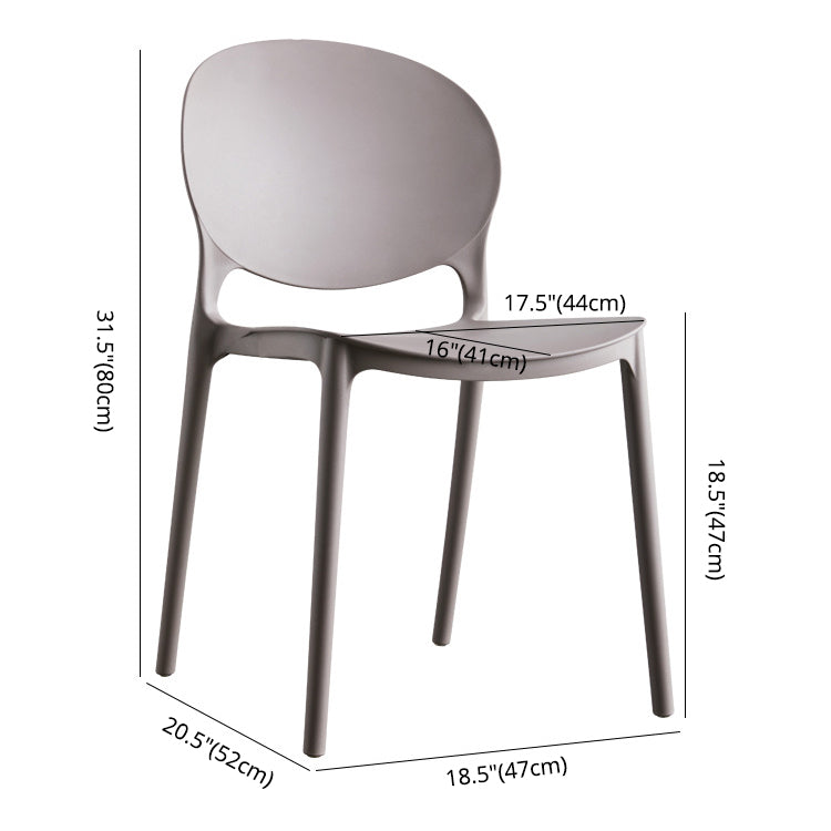 European Glam Style Plastic Chair Kitchen Dining Room Open Back Side Chairs