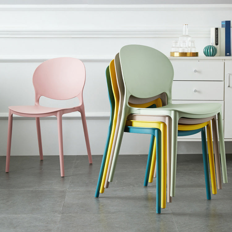 European Glam Style Plastic Chair Kitchen Dining Room Open Back Side Chairs