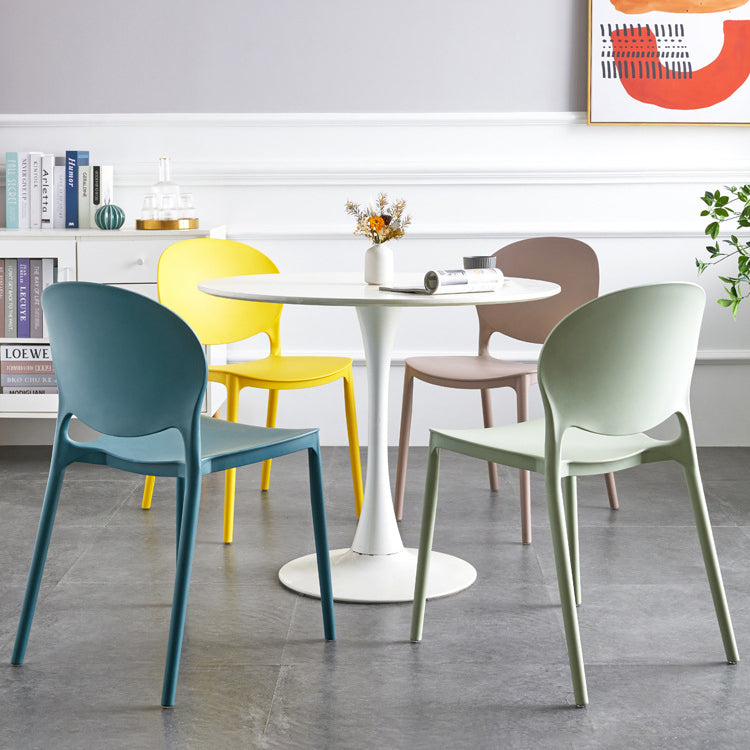 European Glam Style Plastic Chair Kitchen Dining Room Open Back Side Chairs