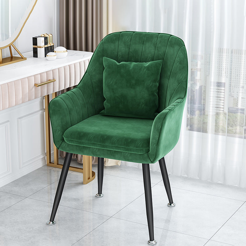 Sillas de comedor de metal de estilo escandinavo, silla de cojín para cafetería con brazo
