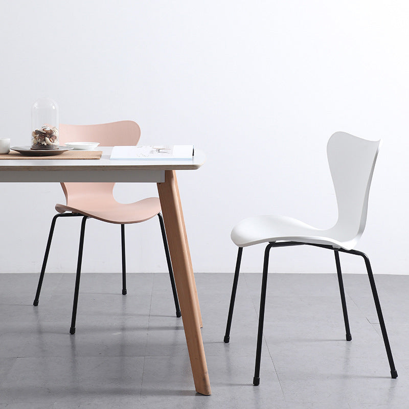 Contemporary Style Metal Chairs Kitchen Dining Solid Back Sides Chair Set