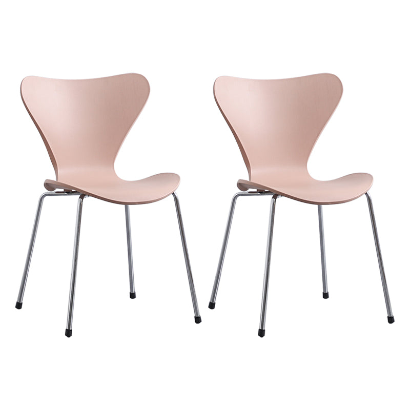 Contemporary Style Metal Chairs Kitchen Dining Solid Back Sides Chair Set