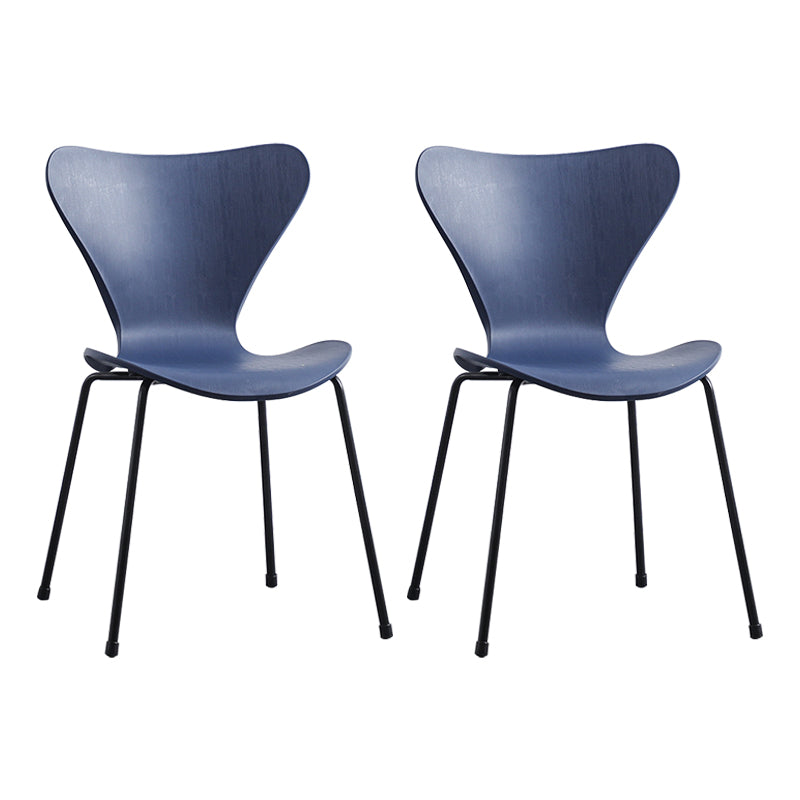 Contemporary Style Metal Chairs Kitchen Dining Solid Back Sides Chair Set