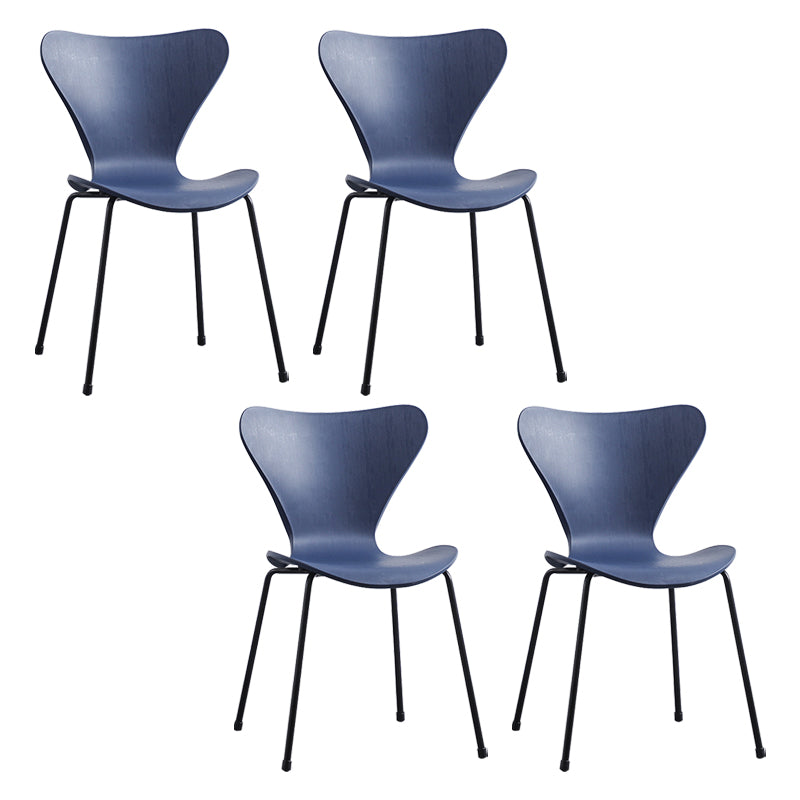 Contemporary Style Metal Chairs Kitchen Dining Solid Back Sides Chair Set