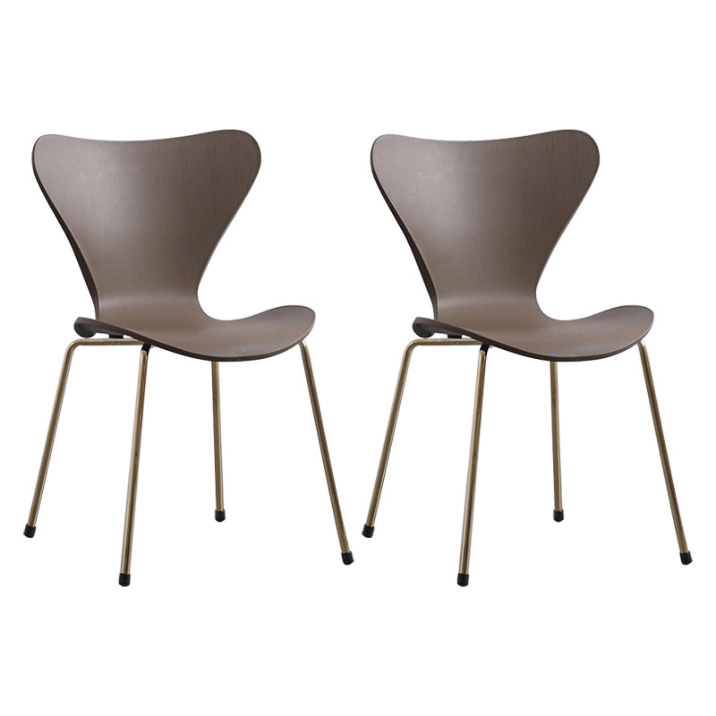 Contemporary Style Metal Chairs Kitchen Dining Solid Back Sides Chair Set