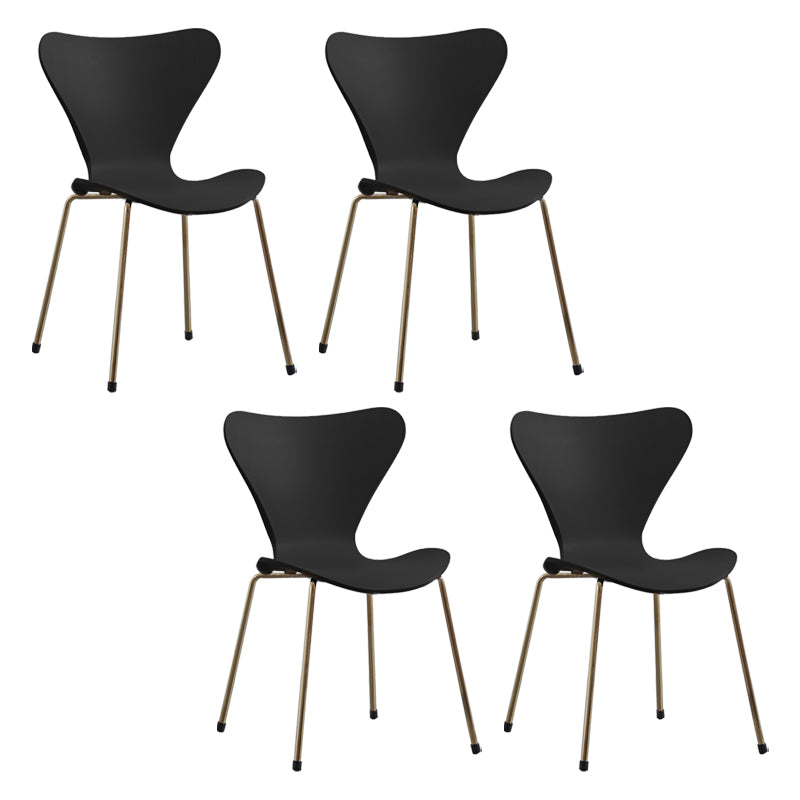 Contemporary Style Metal Chairs Kitchen Dining Solid Back Sides Chair Set