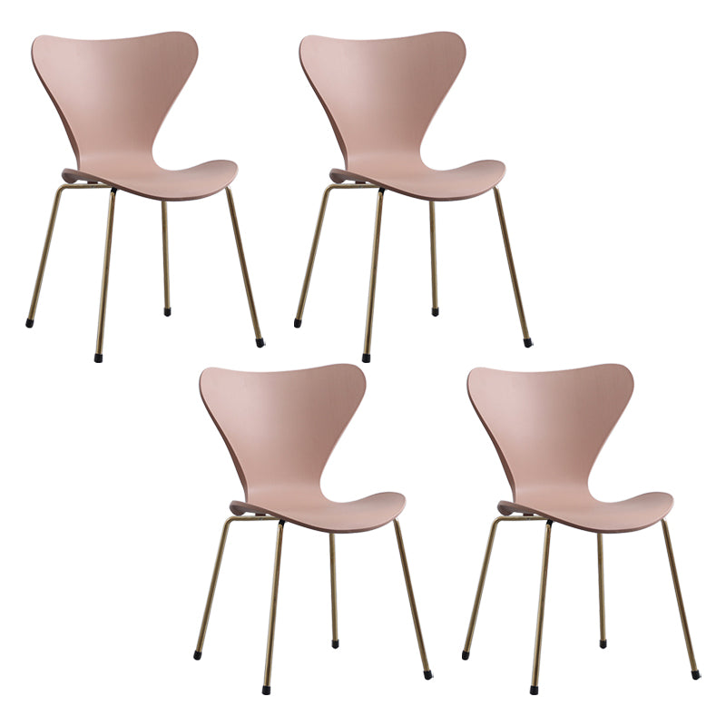 Contemporary Style Metal Chairs Kitchen Dining Solid Back Sides Chair Set