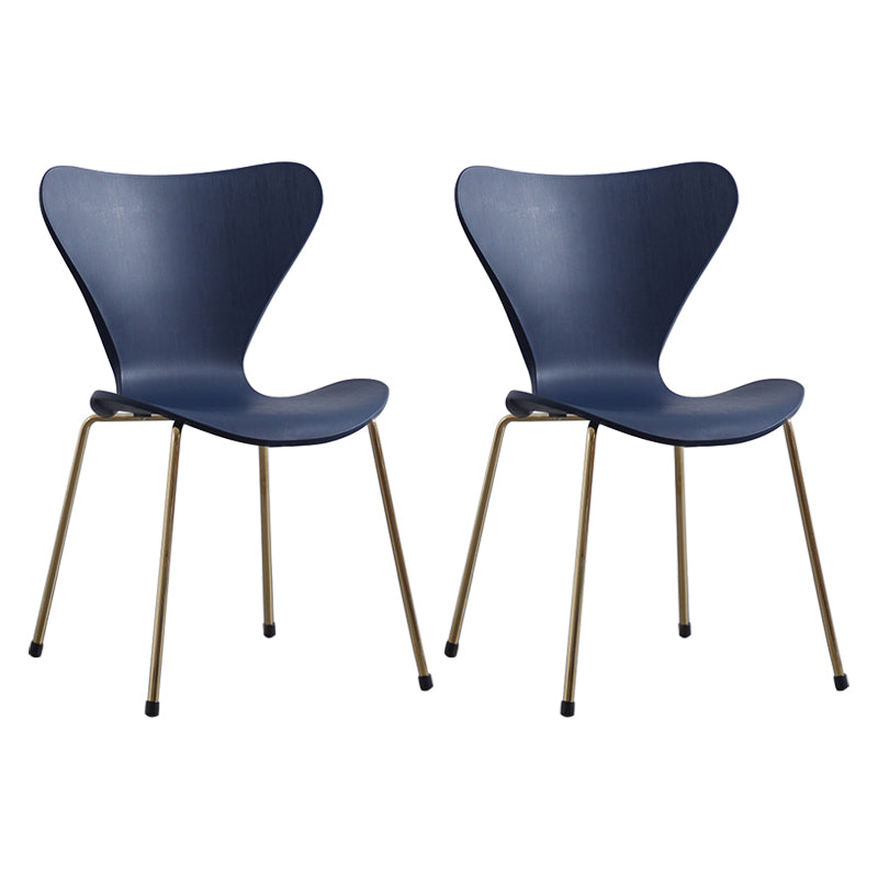 Contemporary Style Metal Chairs Kitchen Dining Solid Back Sides Chair Set