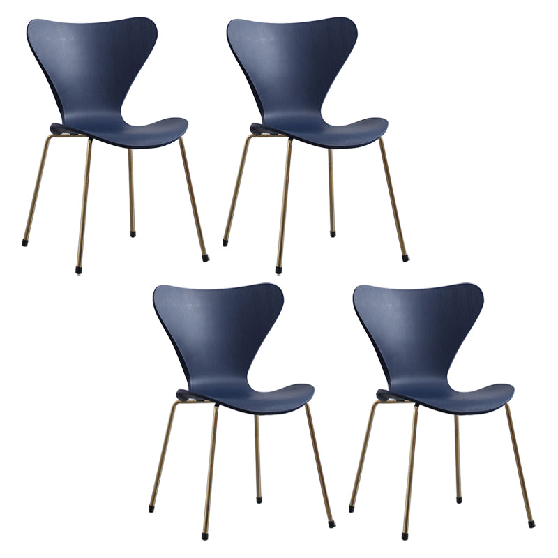 Contemporary Style Metal Chairs Kitchen Dining Solid Back Sides Chair Set