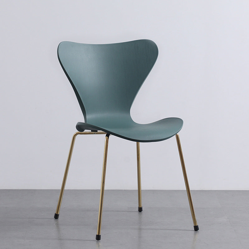 Contemporary Style Metal Chairs Kitchen Dining Solid Back Sides Chair Set
