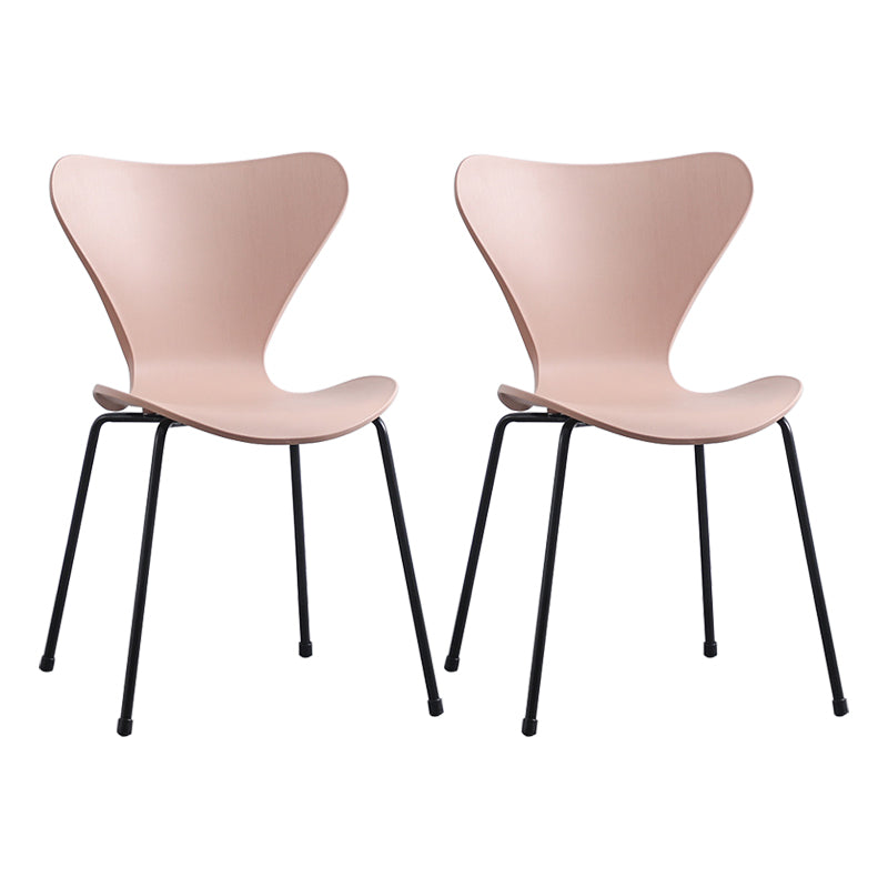 Contemporary Style Metal Chairs Kitchen Dining Solid Back Sides Chair Set