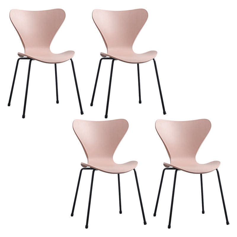 Contemporary Style Metal Chairs Kitchen Dining Solid Back Sides Chair Set