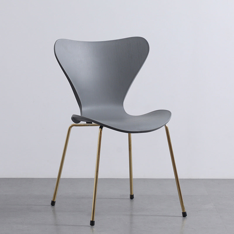 Contemporary Style Metal Chairs Kitchen Dining Solid Back Sides Chair Set
