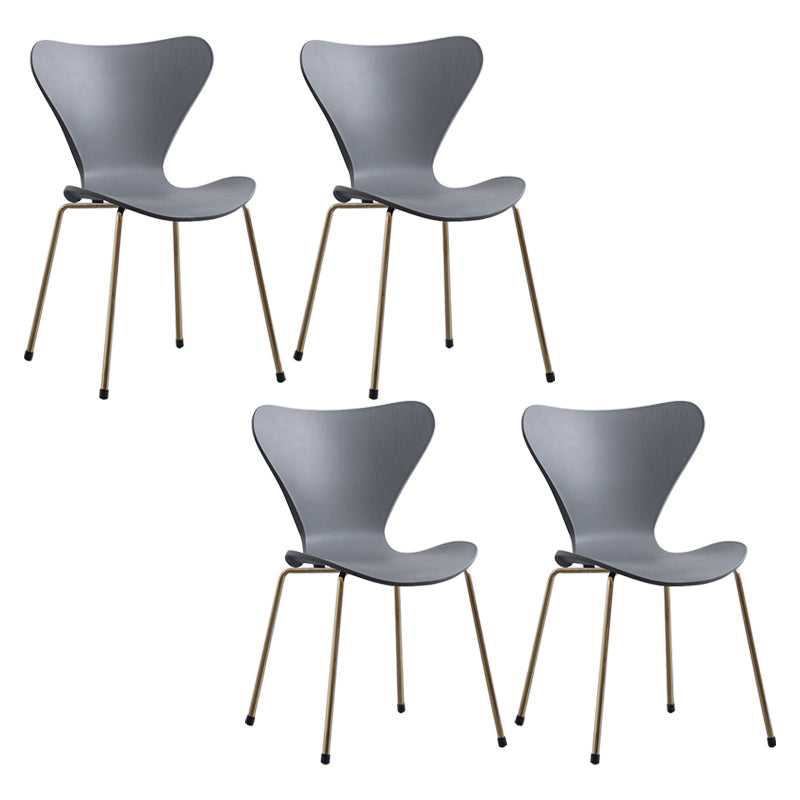 Contemporary Style Metal Chairs Kitchen Dining Solid Back Sides Chair Set