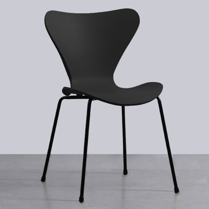 Contemporary Style Metal Chairs Kitchen Dining Solid Back Sides Chair Set
