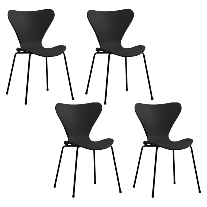 Contemporary Style Metal Chairs Kitchen Dining Solid Back Sides Chair Set
