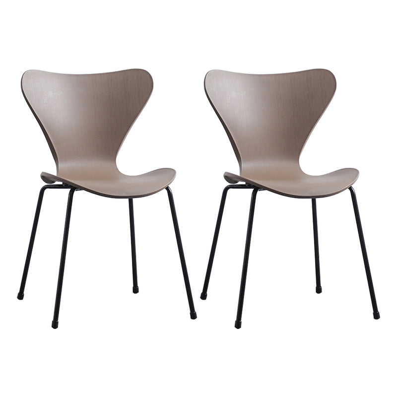 Contemporary Style Metal Chairs Kitchen Dining Solid Back Sides Chair Set