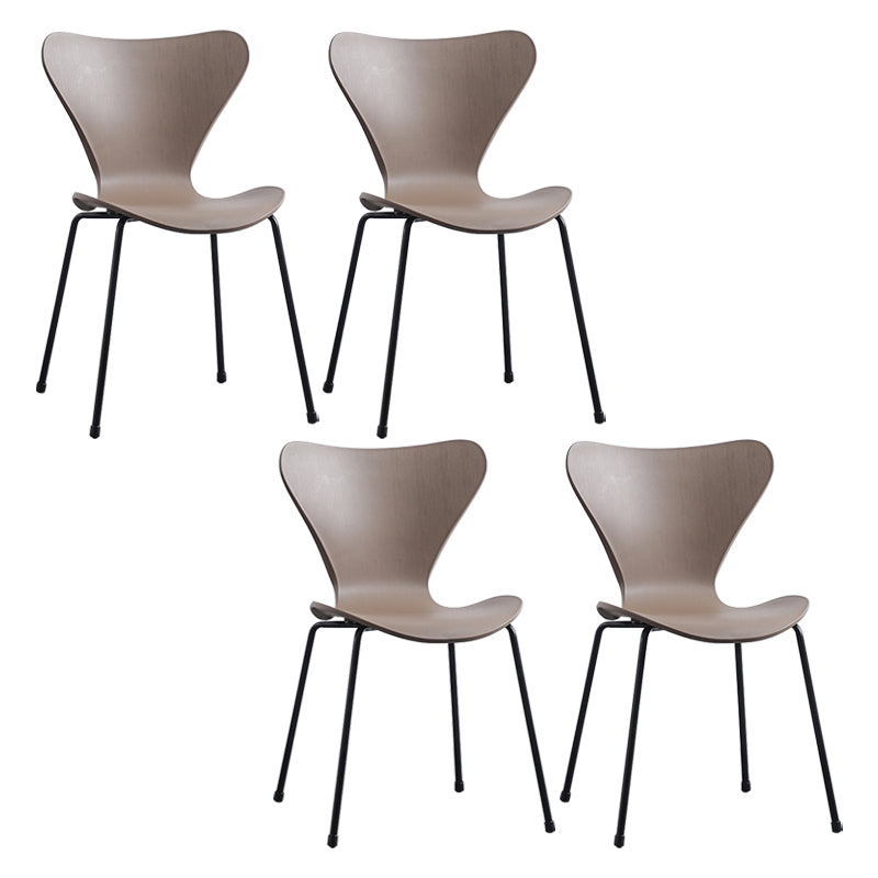 Contemporary Style Metal Chairs Kitchen Dining Solid Back Sides Chair Set