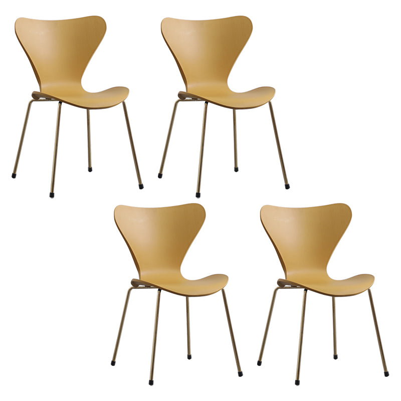 Contemporary Style Metal Chairs Kitchen Dining Solid Back Sides Chair Set