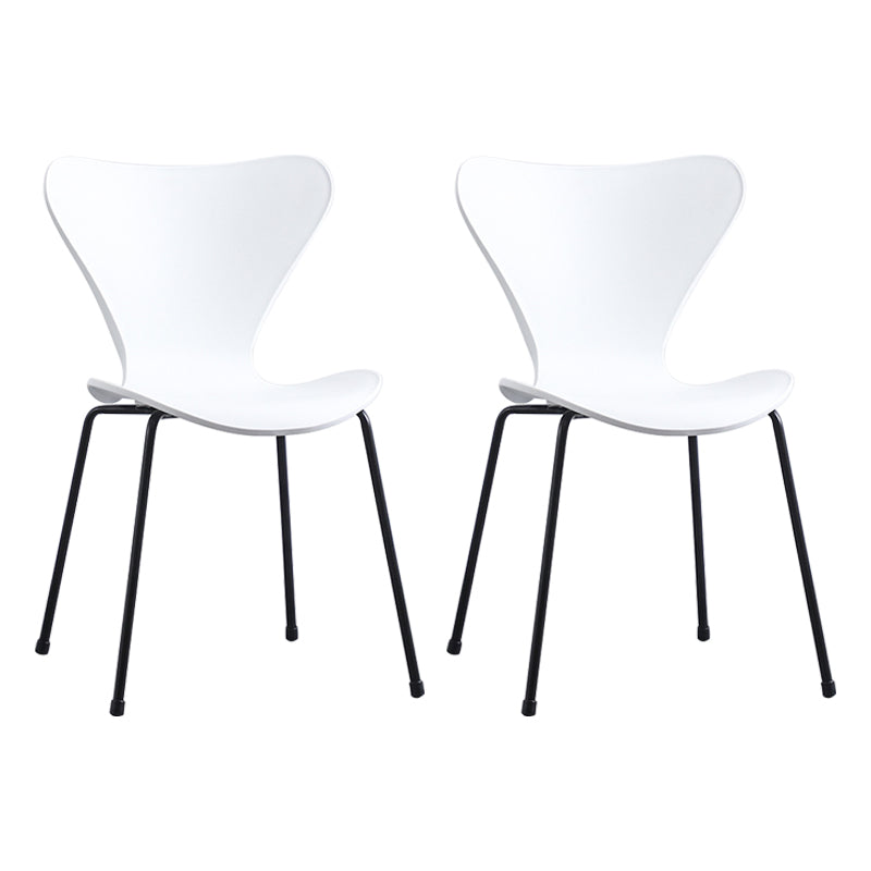 Contemporary Style Metal Chairs Kitchen Dining Solid Back Sides Chair Set