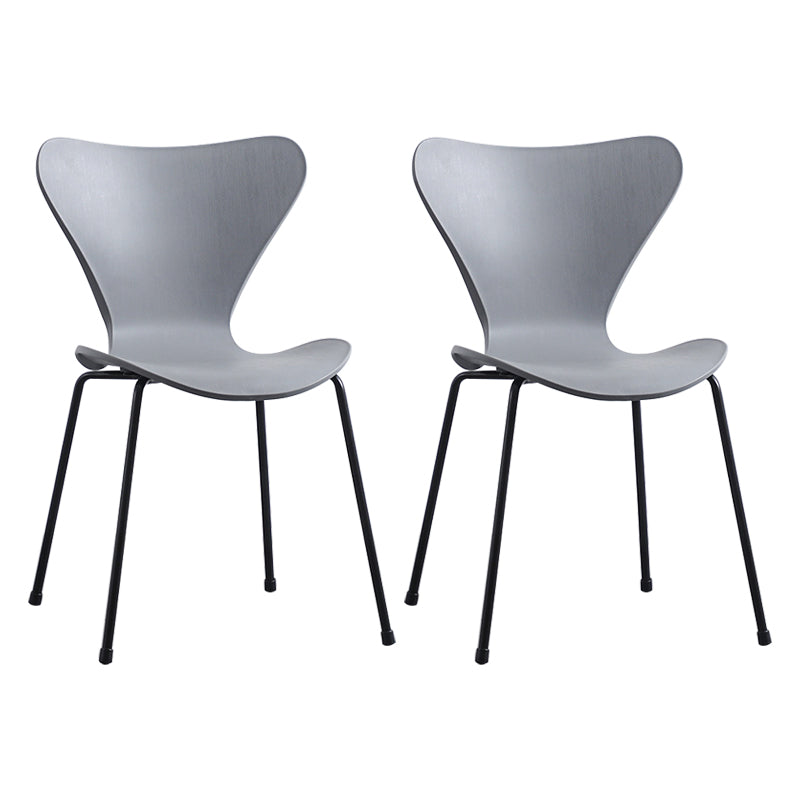 Contemporary Style Metal Chairs Kitchen Dining Solid Back Sides Chair Set