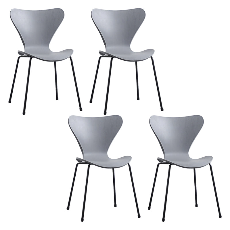 Contemporary Style Metal Chairs Kitchen Dining Solid Back Sides Chair Set
