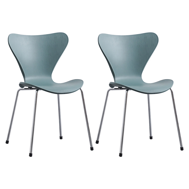 Contemporary Style Metal Chairs Kitchen Dining Solid Back Sides Chair Set