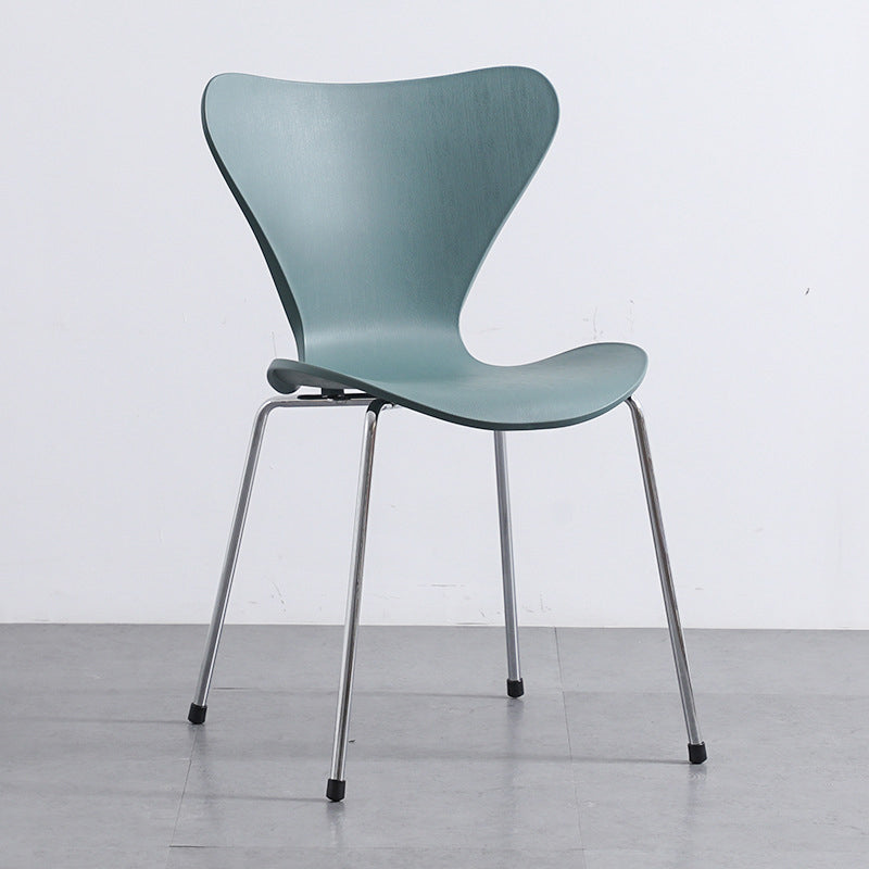 Contemporary Style Metal Chairs Kitchen Dining Solid Back Sides Chair Set