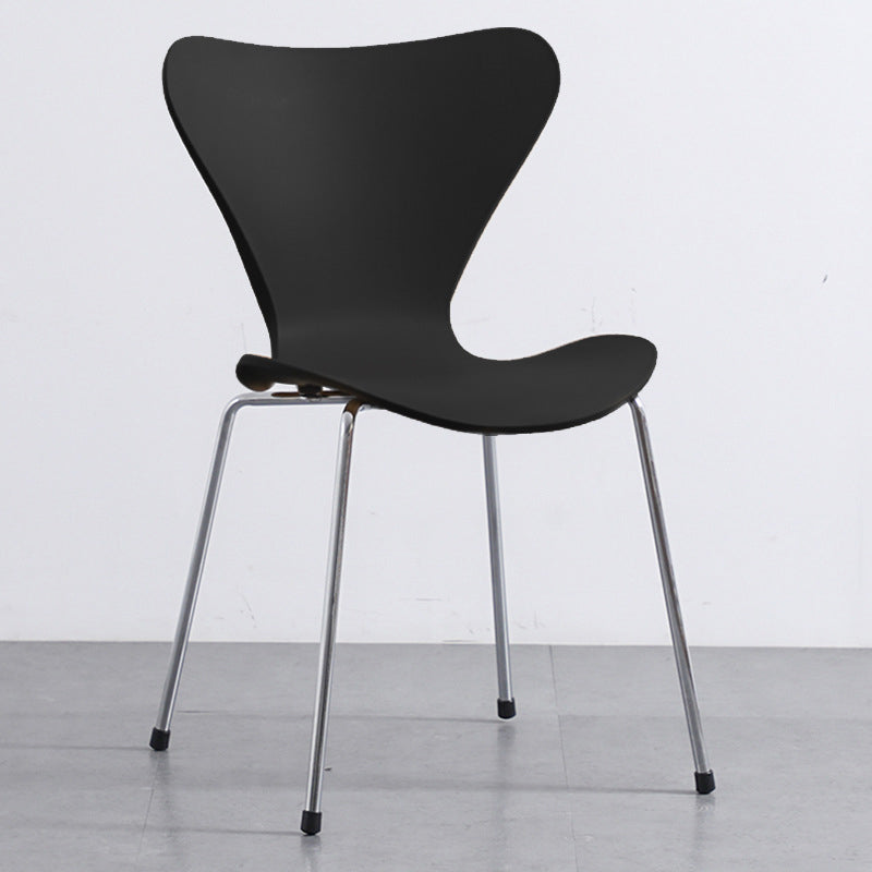 Contemporary Style Metal Chairs Kitchen Dining Solid Back Sides Chair Set