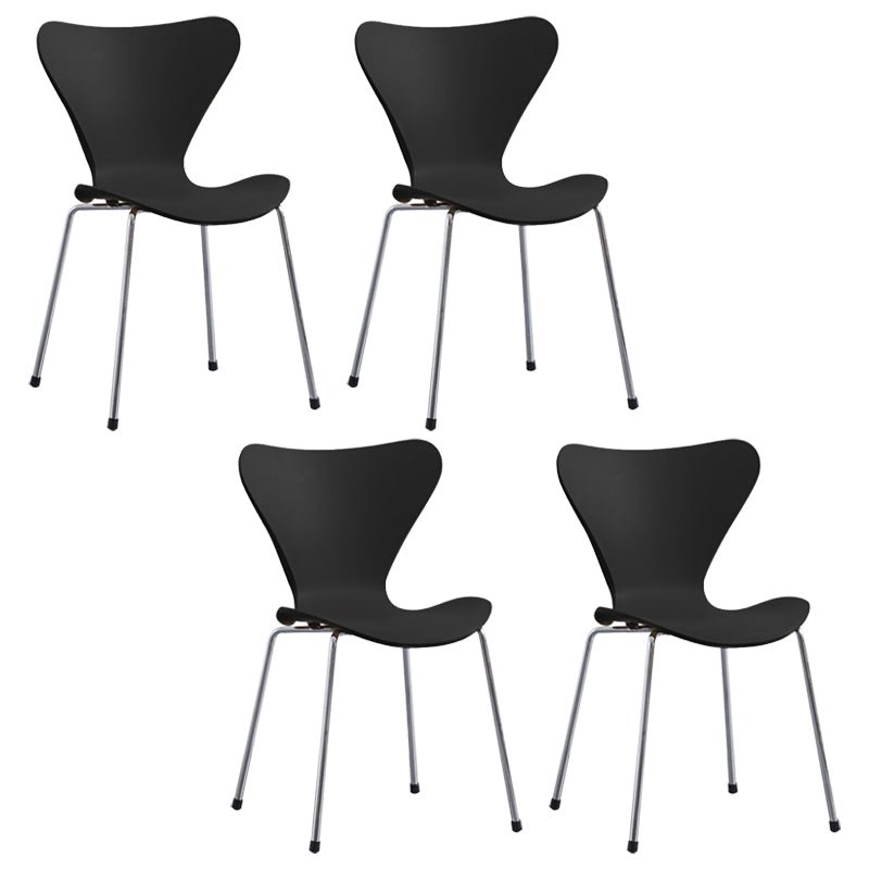 Contemporary Style Metal Chairs Kitchen Dining Solid Back Sides Chair Set