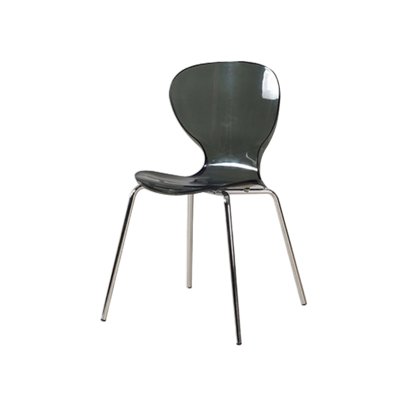 Contemporary Style Metal Chairs Set Solid Back Side Kitchen Dining Chair
