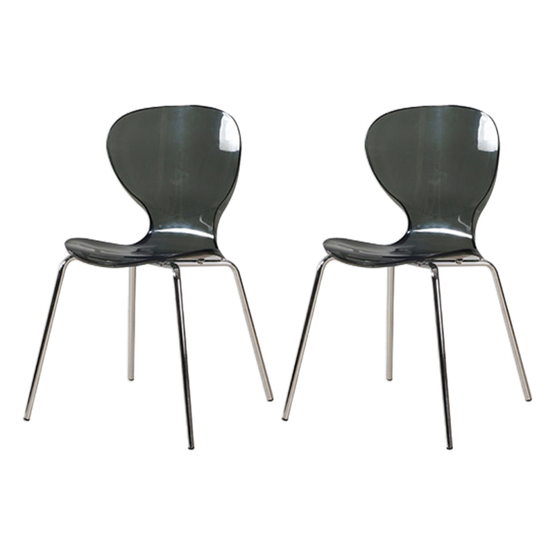 Contemporary Style Metal Chairs Set Solid Back Side Kitchen Dining Chair